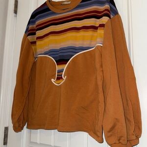 Zara Trafaluc Orange Women's Striped Pullover Sweatshirt SzSmall